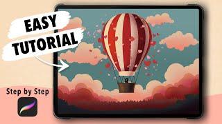 Learn to draw VALENTINE'S DAY Landscape on your iPad - EASY Procreate Beginners Tutorial