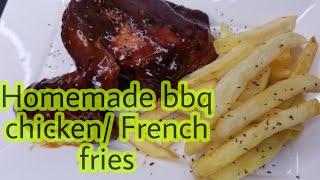 COOK WITH ME/ BARBECUE HOMEMADE CHICKEN AND FRIES ( VOICE OVER ) #african #jamaican