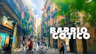 BARRIO GÓTICO (Gothic Quarter) Summer Walk in Barcelona, Spain | 4K, 60fps