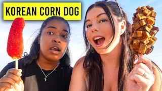 Trying Korean Corn Dogs For The First Time w/ Brittany