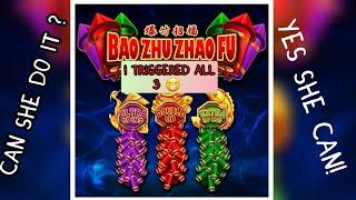 BAO ZHU ZHAO FU ALL 3 RIBBONS AT THE SAME TIME ! $8.80 MAX BET CAN SHE DO IT @Redowlcreations