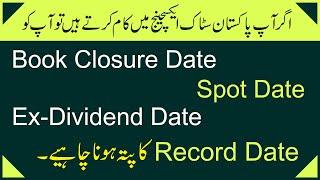 Ex Dividend Date, Book Closure, Record Date, Spot Date in PSX