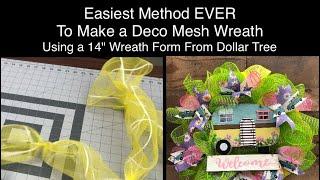 Super Easy Deco Mesh Wreath Method That I've Never Seen Before / Using a Dollar Tree Wreath Form