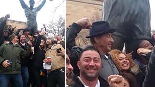 Sylvester Stallone surprises students visiting 'Rocky' statue