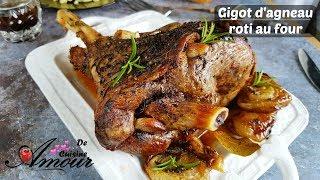 recette de gigot d'agneau rôti au four accompagné d'une écrasée de pomme de terre à l'huile d'olive