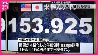 【日経平均】株高…円安大きく進む  円相場は一時1ドル＝154円台