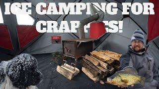 Ice Camping in a Snowstorm for Wilderness Crappies!