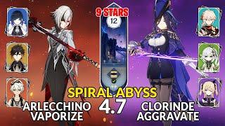 New 4.7 Spiral Abyss│Arlecchino Vaporize & Clorinde Aggravate | Floor 12 - 9 Stars | Genshin Impact