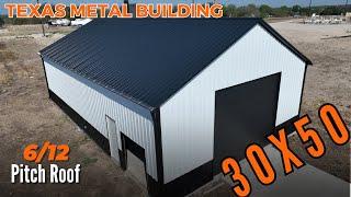 30x50 with 6/12 Pitch Metal Building Tour in Weatherford TX | WolfSteel Buildings