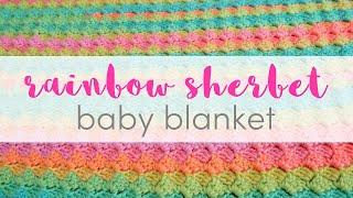 Learn How To Crochet This Vibrant Rainbow Sherbet Baby Blanket! (It's so easy!)