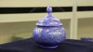 Persian enameled handmade Minakari   Sugar bowl Blue   13 cm