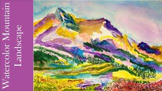 Abstract Mountain Landscape WATERCOLOR ART! - Time Lapse