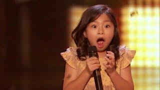 【美國達人秀】9歲的香港小妹妹再次上台! 評判按了黃金按鈕!!! (中文字幕)