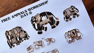 30 Days Free Animals Workshop Day-8|Learn How To Make Different Types of Elephants|By Muskan Mehendi