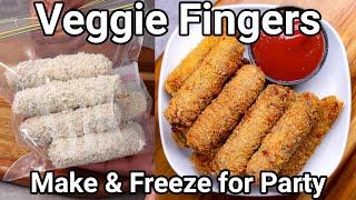 Make Party Snacks in 2 Mins | Veg Fingers Recipe - KFC Cafe Style Veg Strips | Homemade Frozen Snack