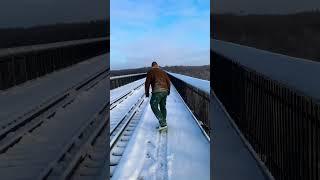 Man skates the kinzua bridge