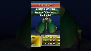 Using Lucky 7s to beat Emerald Weapon (Link to how to video in description)