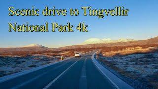 Scenic drive to Þingvellir National Park 4k - Iceland in winter - Golden Circle Tour, Part 1