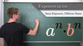 Exponentiation #5 - Same Exponents, Different Base  An Easy Guide for Beginners! a^n * b^n=ab^n