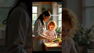 Meghan Markle teaches Lilibet how to cook #food #cooking #lilibet #meghanmarkle #salad #mother #love