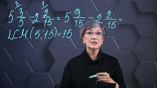 Subtraction of mixed fractions. Part 2.