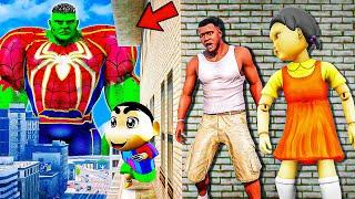 Franklin and Shinchan & Pinchan play HIDE AND KILL with Squid Game Doll In GTA 5