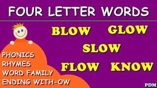 Phonics | Four Letter Words Ending with OW | 4 Letter Words | English Phonics-OW| Family Words - OW