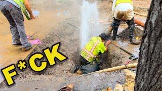 CONTRACTOR BREAKS a HUGE 20" WATER MAIN and FLOODED Homeowners PROPERTY *CITY Workers were ANGRY!*