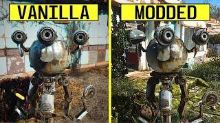 Fallout 4 Vanilla vs 120 Graphics Mod List PC RTX 4080 4K Ultra Graphics Comparison