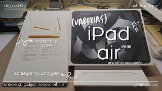 iPad air 5th Gen (space gray) unboxing apple pencil 2nd Gen + accessories setup