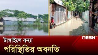 টাঙ্গাইলে বন্যা পরিস্থিতির অবনতি | Tangail | News | Desh TV