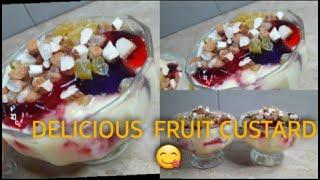 Fruit Custard Recipe Video | Fruits DELIGHT | Super Creamy Easy Desert BY RUBYANDFAM