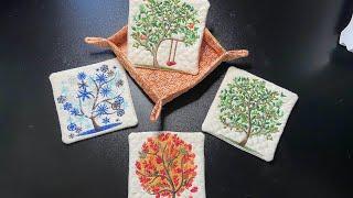 Machine Embroidery DIME coaster set -Stitchin’ With Sue.