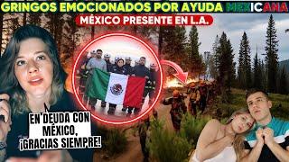 GRINGOS LLORAN EN AGRADECIMIENTO a MEXICO POR LA LLEGADA DE BOMBEROS MEXICANOS A CALIFORNIA