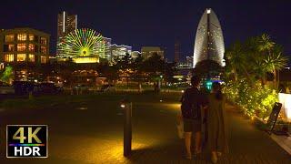 Take a walk around Yokohama Minato Mirai at night [4K HDR]