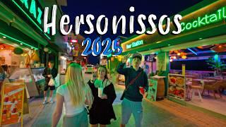 Hersonissos Crete, nightlife walking tour 4K, Greece travel guide 2025