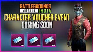 BGMI CHARACTER VOUCHERS EVENT COMING SOON || FREE CHARACTER VOUCHERS EVENT BGMI