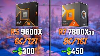 AMD RYZEN 5 9600X vs RYZEN 7 7800X3D | Test in 6 Games