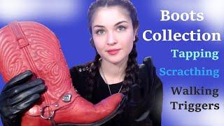 ASMR [Boots Collection] [Walking Triggers] [Tapping & Scratching] [Leather Gloves] | No Talking