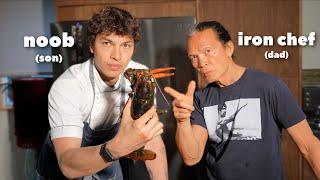 Chef Dad teaches Son how to cook *first time*