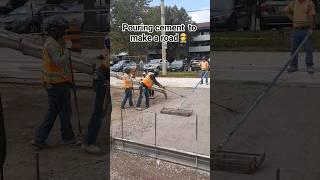 Road construction pouring cement for concrete in Toronto 