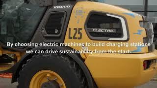 Volvo ECR25 Electric excavator and L25 Electric wheel loader at an all-electric job site