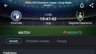 LIVE:Pyramids VS Sagrada Esperanca Africa,Caf champions League Group stage Round 1