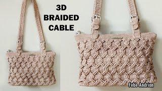 CROCHET : Tas Rajut Motif Kabel || 3D Braided Cable Stitch (Written pattern Available)