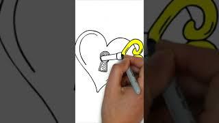 #shorts How to draw a castle in the form of a heart with a key