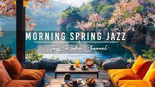 Spring Coffee Porch Ambience by Morning Lakeside View with Calm Piano Jazz Music to Work, Study