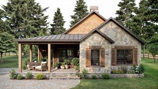 36'x40' (11x12m) Could This Be Your Perfect Small Home?  The Rustic Elegance of Wood and Stone