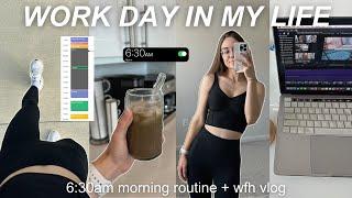 WORK FROM HOME VLOG: productive 9-5 work day routine, 6:30am morning, home office + healthy habits