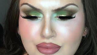 GRWM Khaki, Green Eyeshadow With Glittery Gold Eyeliner Makeup Tutorial