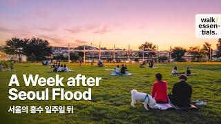 A Week after Seoul flood!  Gangnam, Sunset, and Han-river Walk after Flood 4K60 ( Seoul, Korea )